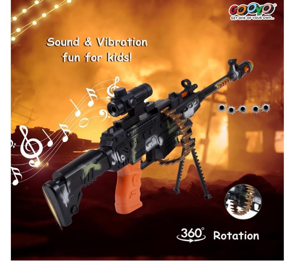 GOOYO toy gun dimensions shown as 60.5 cm by 16.5 cm
