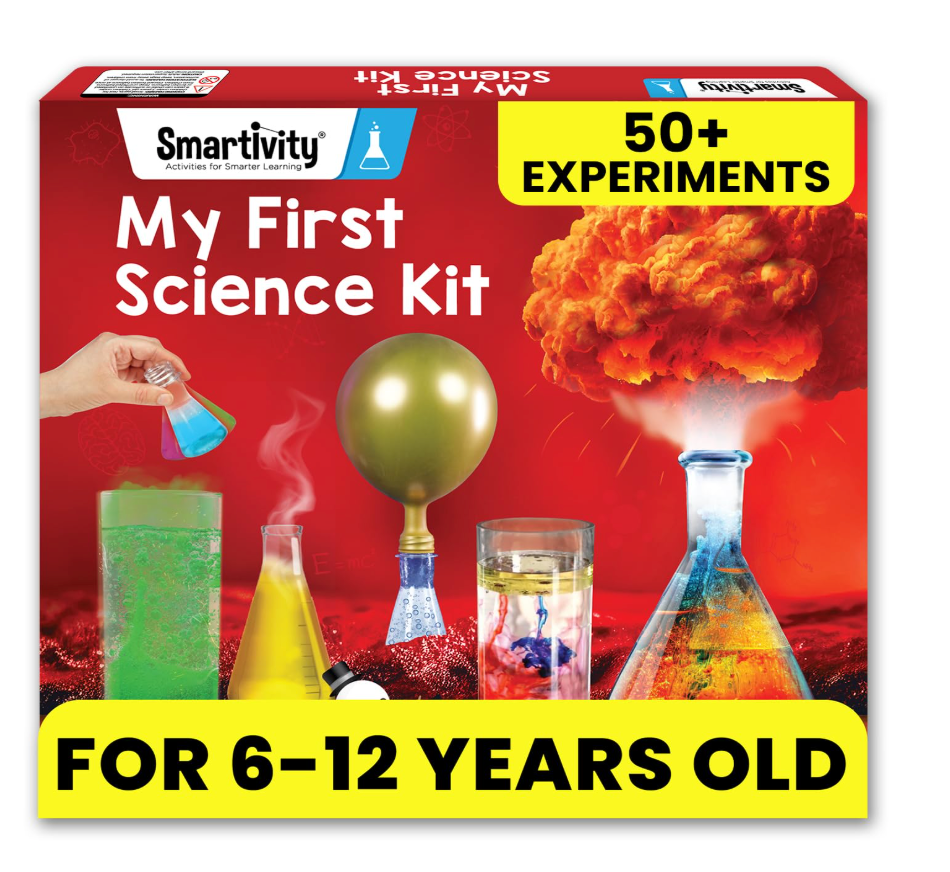 Science kit activities including erupting volcano, oobleck, colour mixing and lava lamp