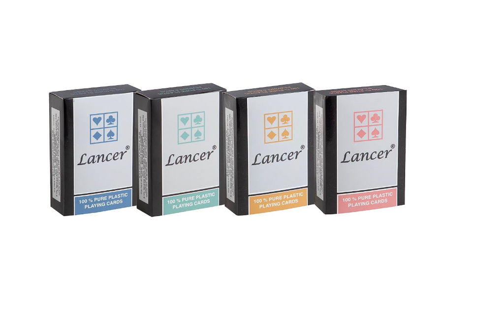Lancer plastic playing cards showing court cards, ace and patterned back