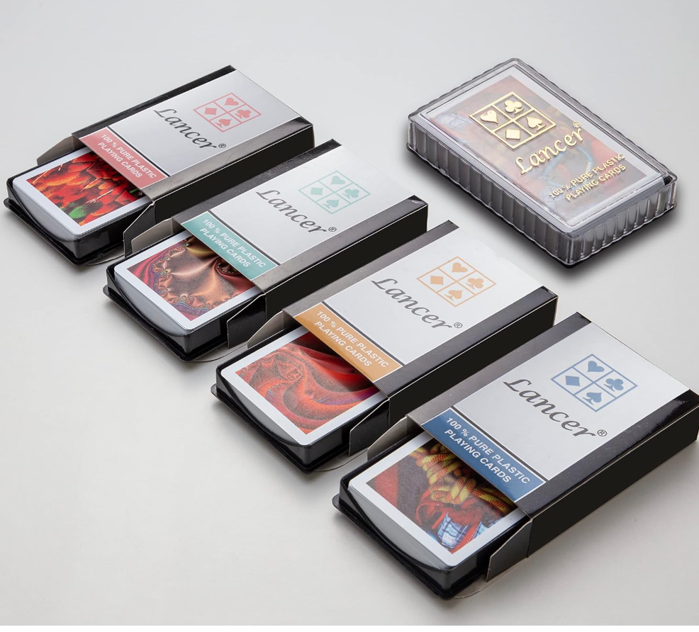 Lancer four-deck playing-card set with boxes and cases