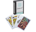 Four Lancer playing-card deck boxes in assorted accent colours