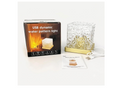 USB wave lamp with clear textured cube shade gold-coloured base retail box cable and manual