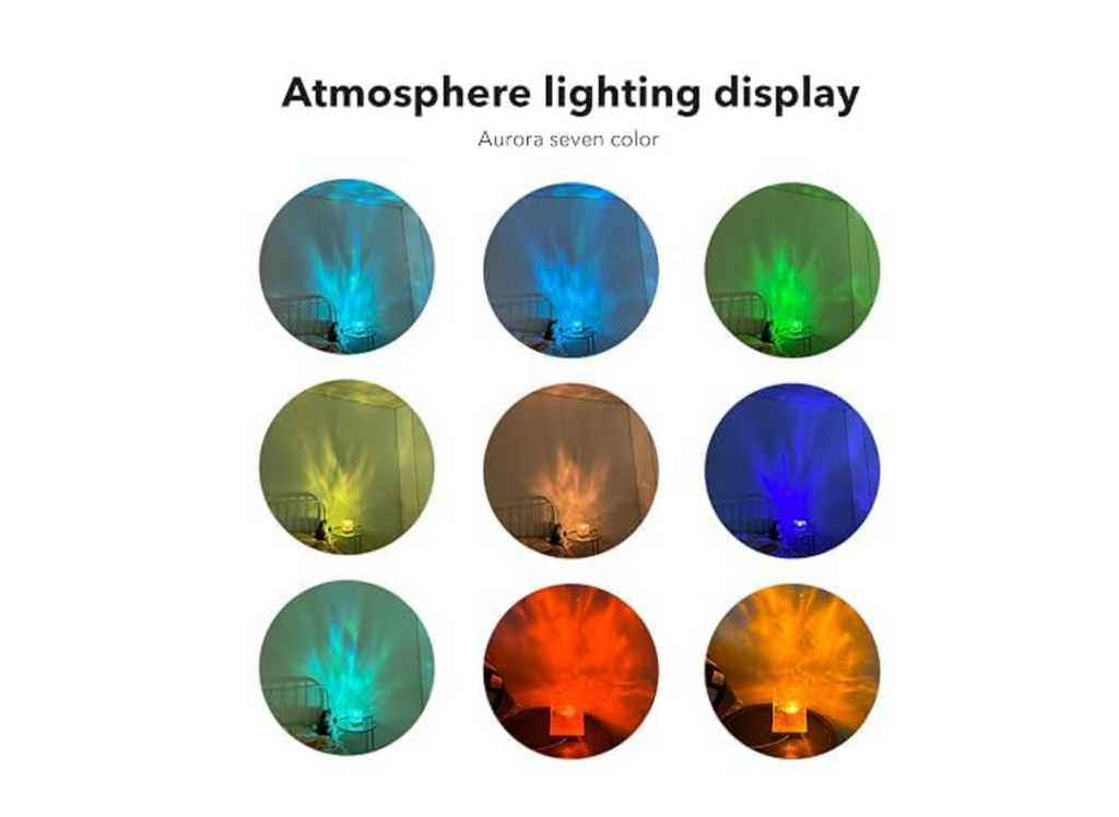 Promotional image showing coloured ambient water-pattern lighting effects