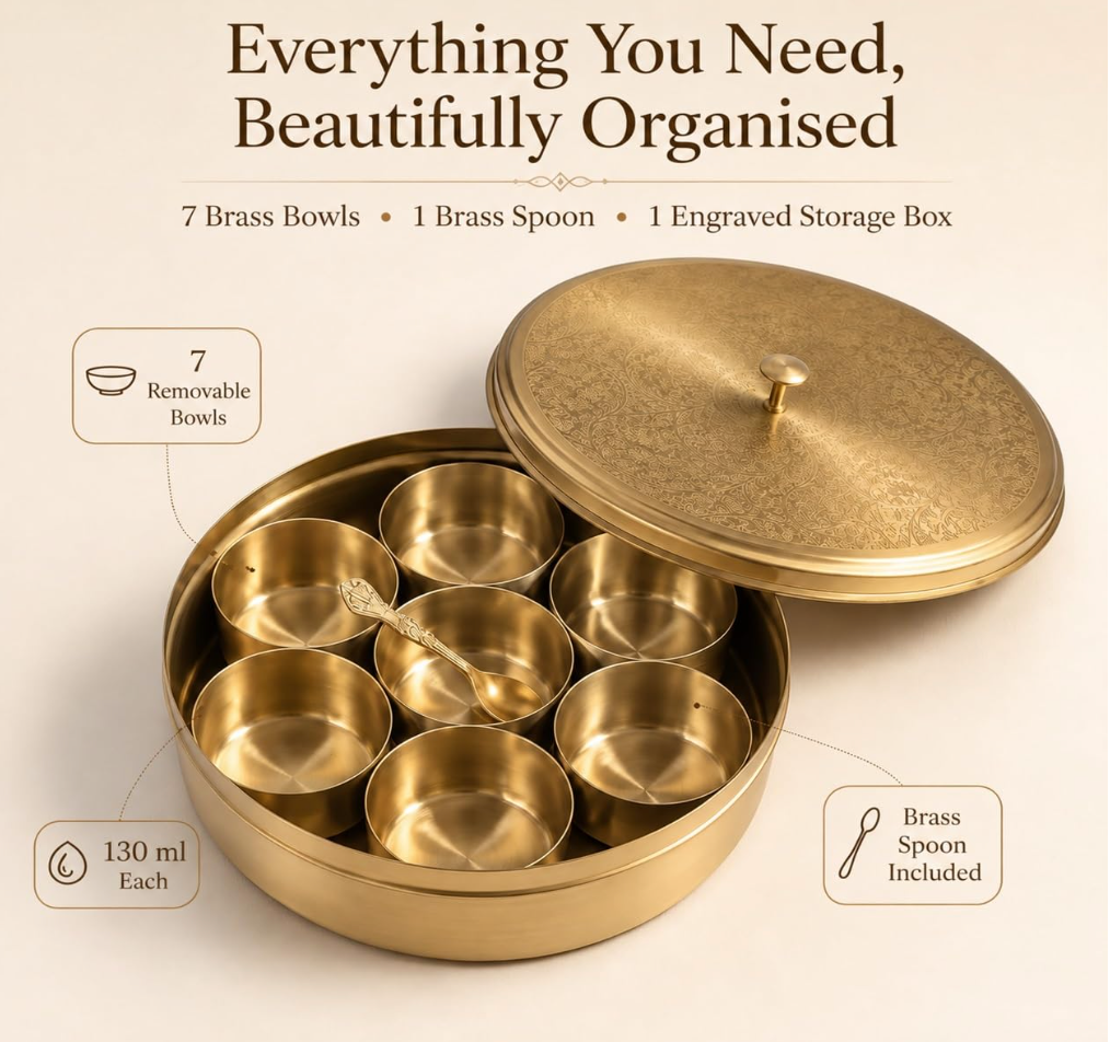 Suggested storage uses shown with spices, dry fruits and mukhwas; contents excluded.