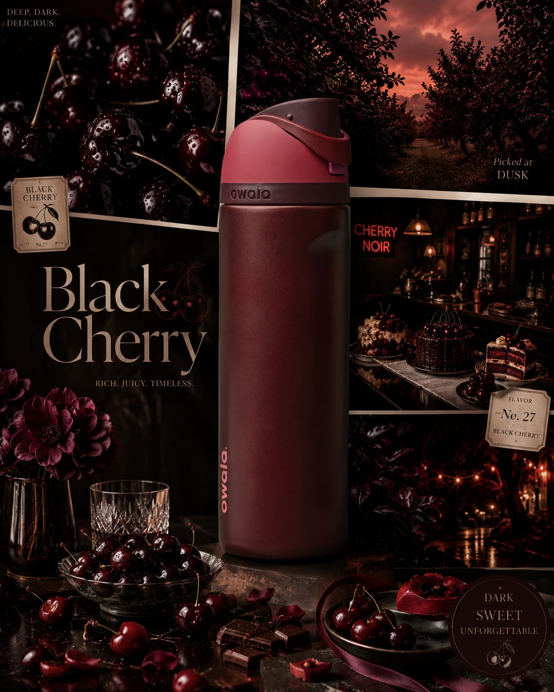 Owala FreeSip Black Cherry Water Bottle
