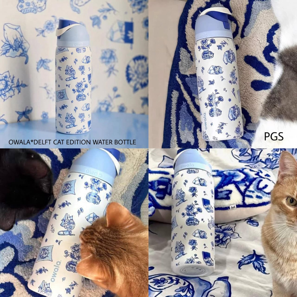 Owala Delft Cat Edition Water Bottle - Product Shot