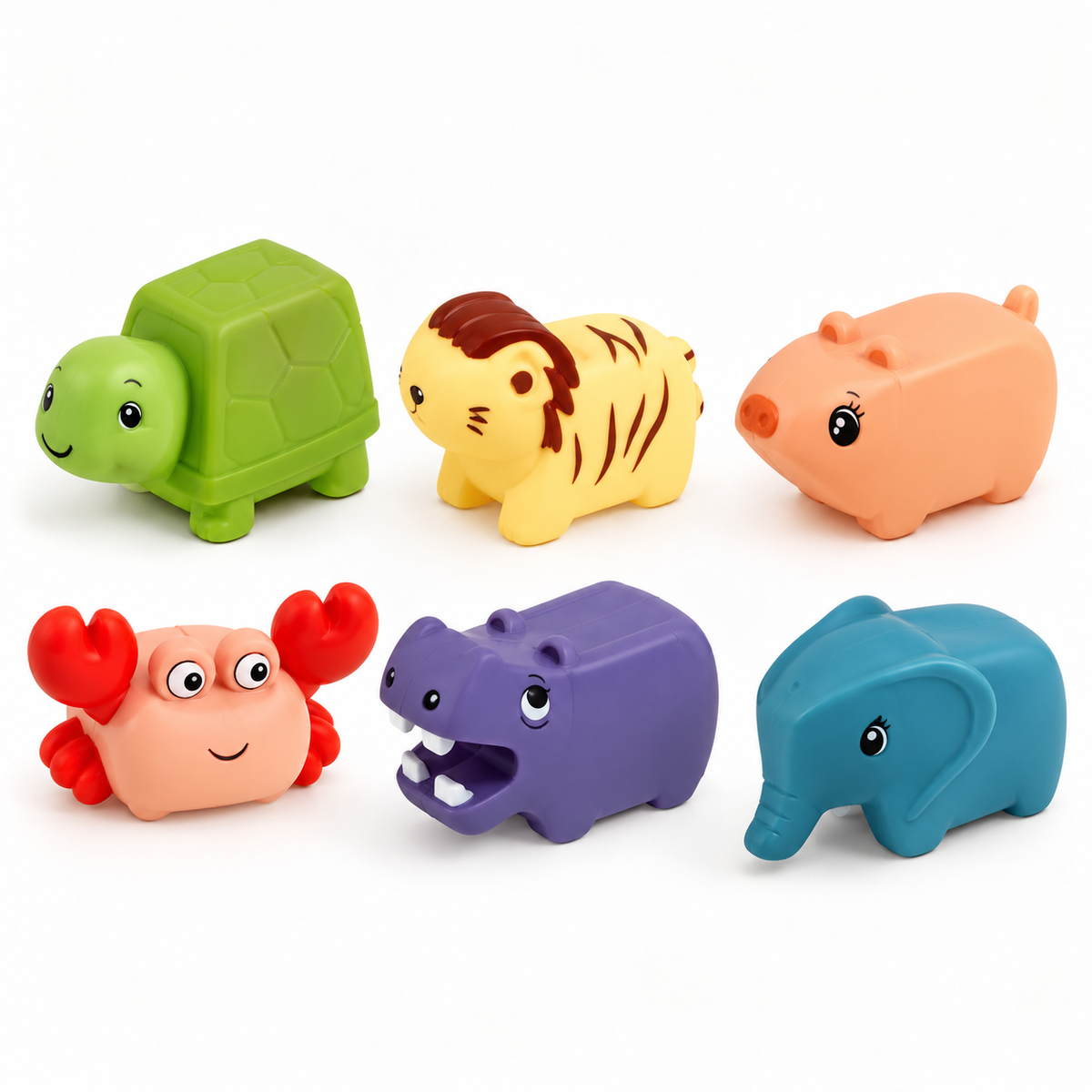Animal Squeaky Bath Toys – 6-Piece Set
