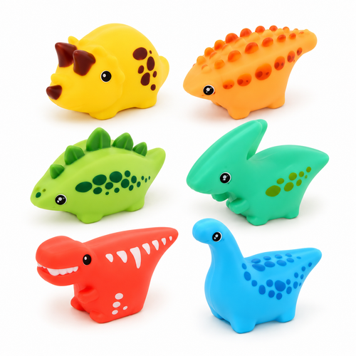 Dinosaur Squeaky Bath Toys – 6-Piece Set