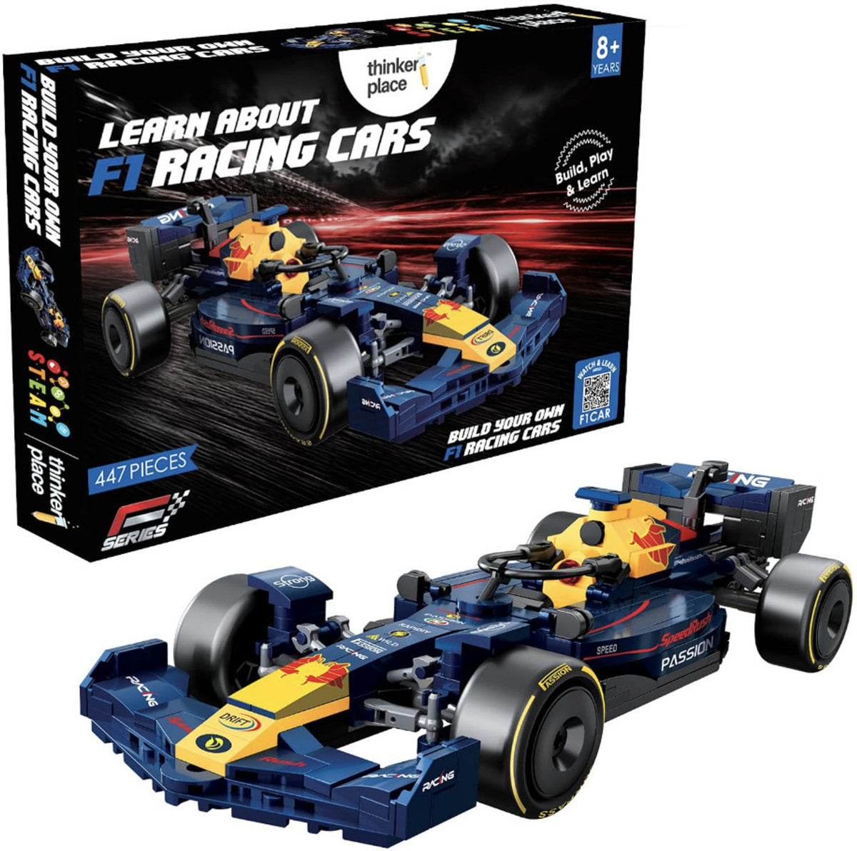 ThinkerPlace Gallop F1 Building Set – 447 pcs, Black & Blue – view 1