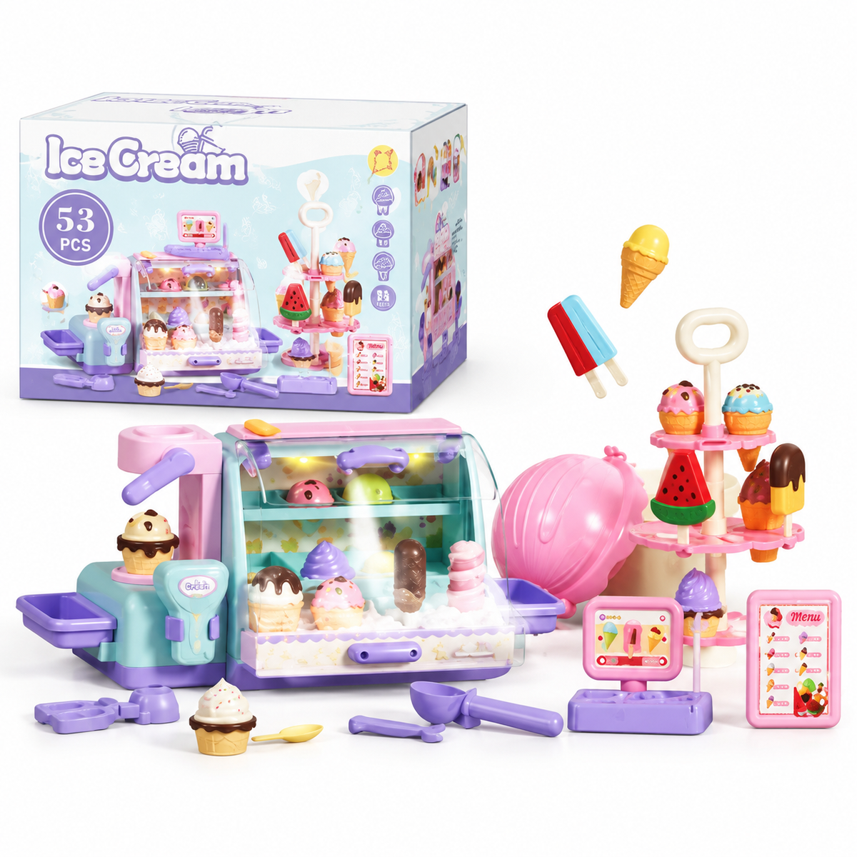 Ice Cream Shop Pretend Play Set – 53 Pieces