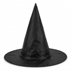 AI illustration: front studio view of plain black pointed witch hat