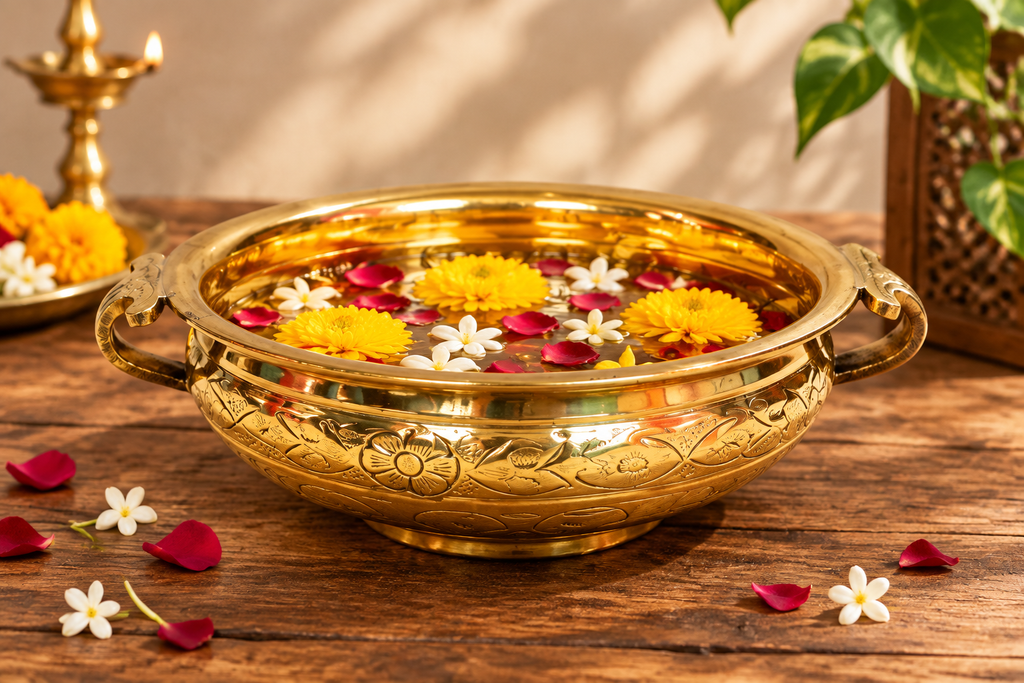 Traditional Brass Urli Bowl - Lifestyle Shot