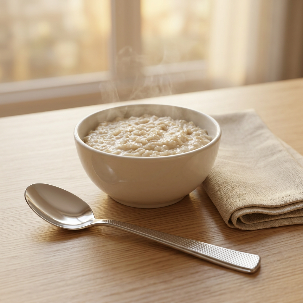 AI-generated everyday table illustration of Steelfab silver baby spoon
