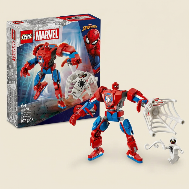 AI illustration: LEGO Marvel 76308 boxed and assembled set