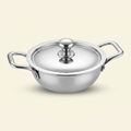 AI illustration: 16 cm kadhai with lid studio view