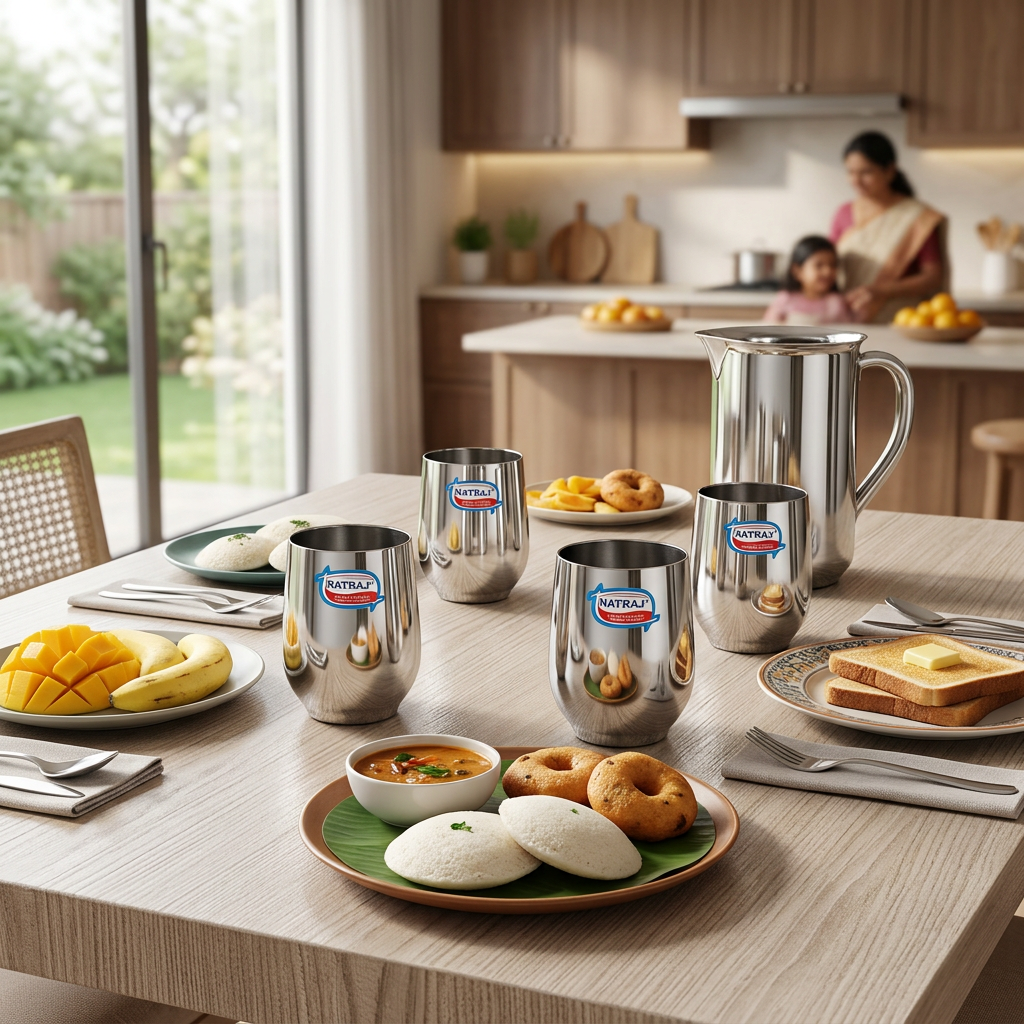 AI-generated everyday dining illustration, four tumblers