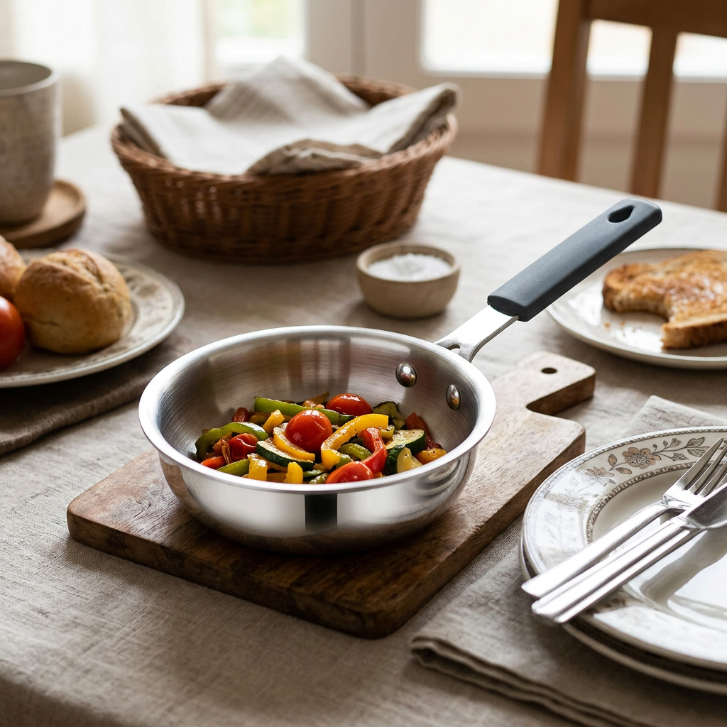 AI-generated everyday dining illustration of Natraj 12 cm frying pan