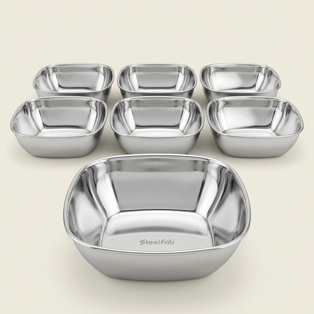 AI illustration: Large square bowl detail with matching set