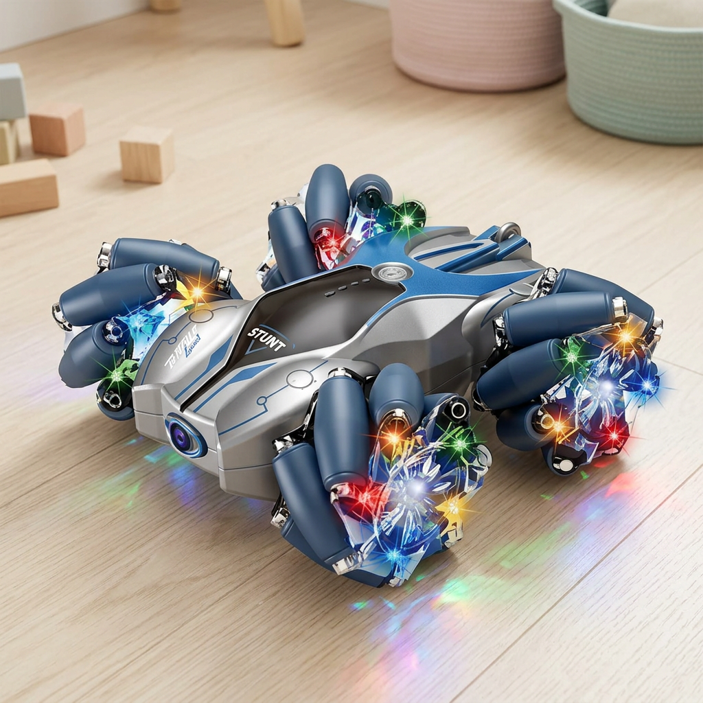 AI illustration: conceptual Intruder stunt car in playroom based on box artwork; props excluded