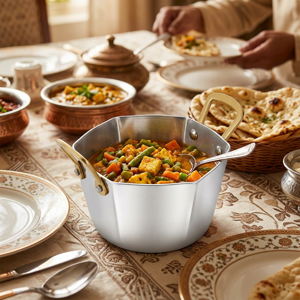 AI-generated hosting illustration of Anupam small Plain Hexa Pan