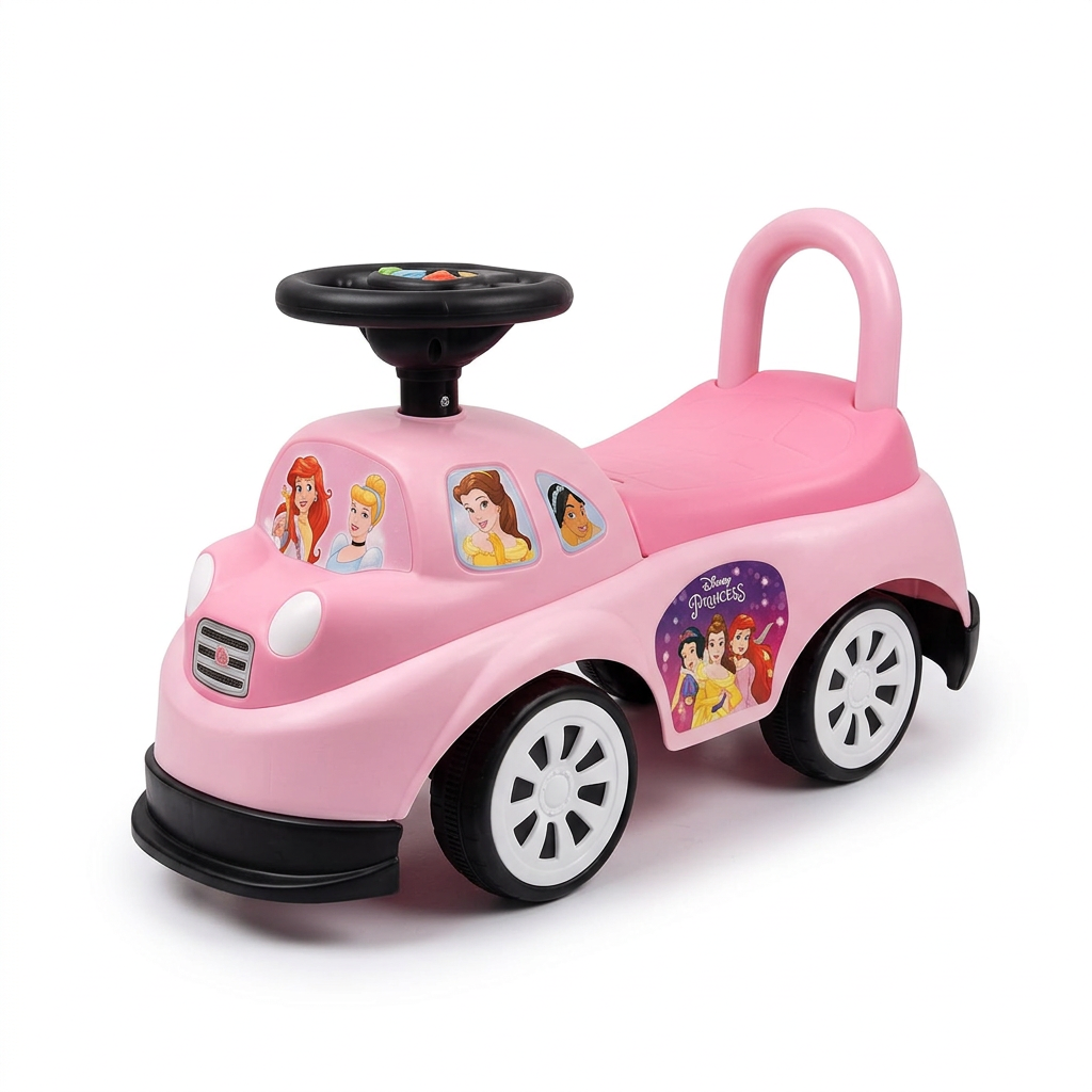 Pink Disney Princess Royal Carriage ride-on on a white background