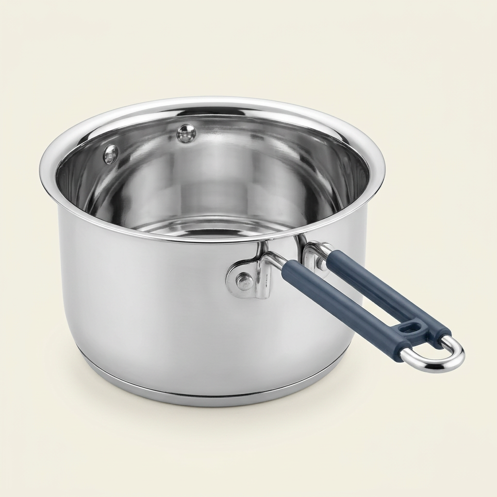 AI-generated studio illustration of Natraj 14 cm silver saucepan