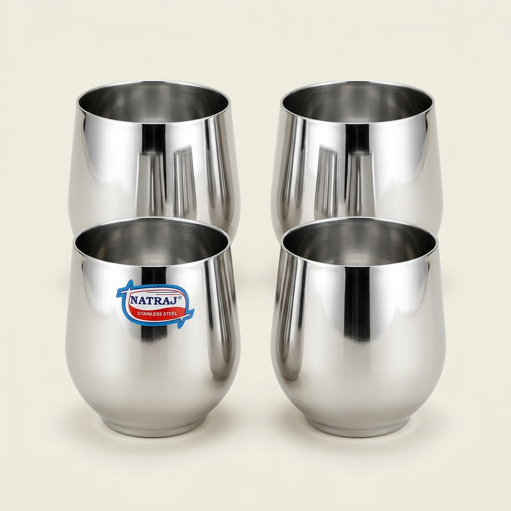 AI-generated studio illustration, four tumblers