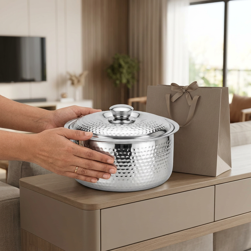 AI-generated housewarming gifting illustration of Natraj Kunj casserole
