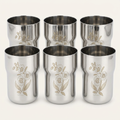 AI illustration: Natraj six-glass floral tumbler set studio view