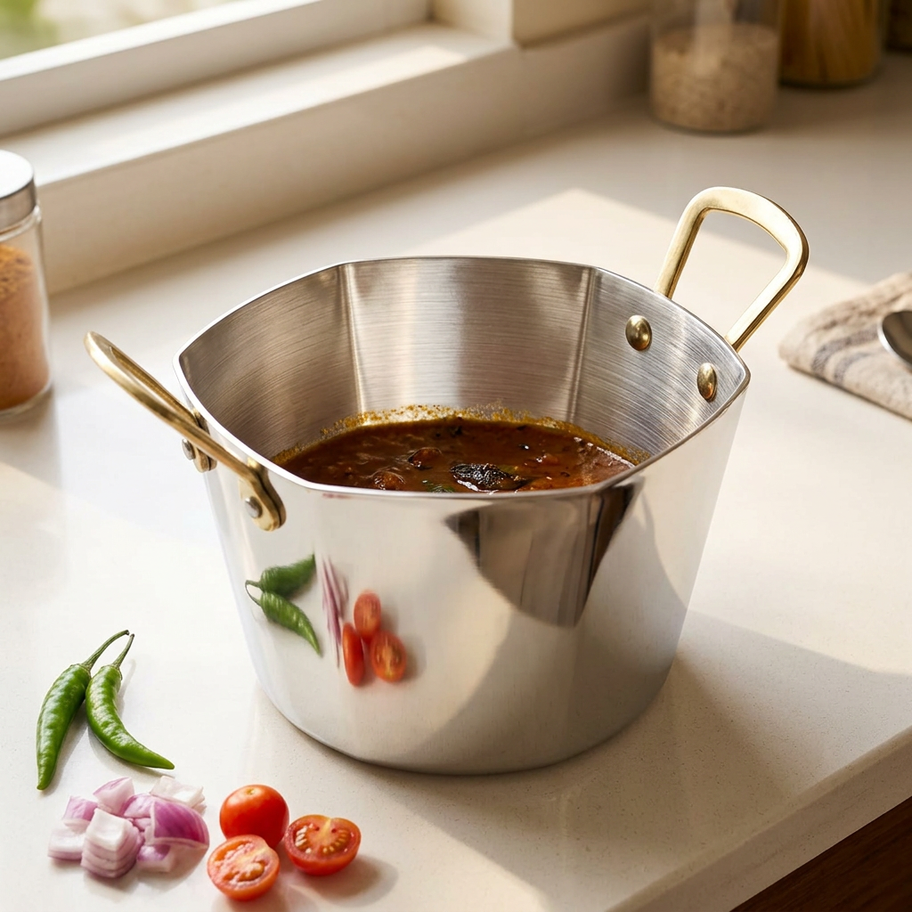 AI illustration: medium hexa pan in everyday kitchen setting