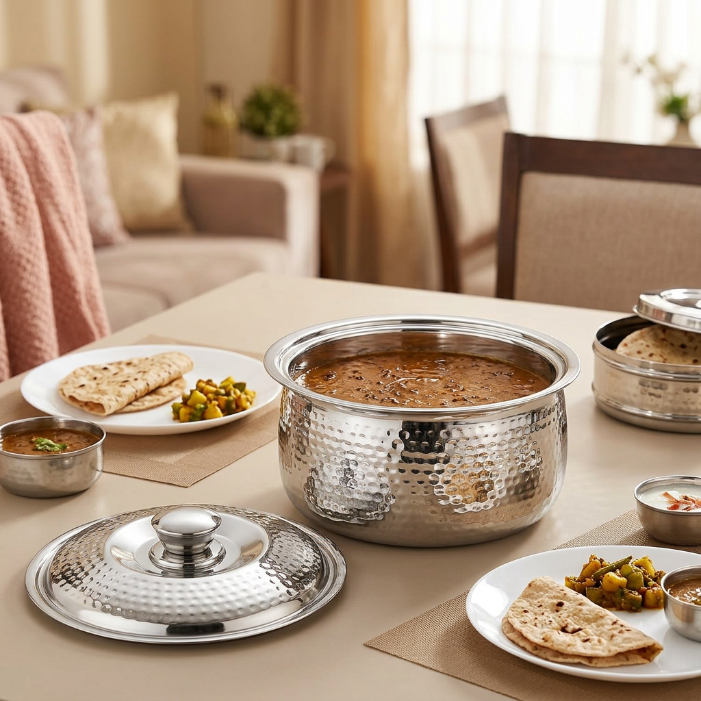 AI-generated everyday dining illustration of Natraj Kunj casserole