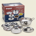 AI-generated Anupam Junior multi kadai and six-plate set illustration based on packaging artwork