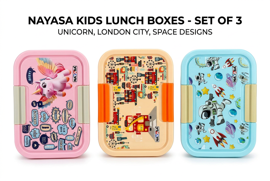Nayasa Kids Lunch Box - All 3 variants hero shot