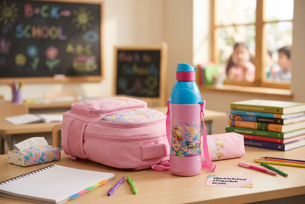 Tinker Bell bottle lifestyle school setting