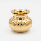 AI-generated Small fluted gold-tone lota, based on supplied photographs.