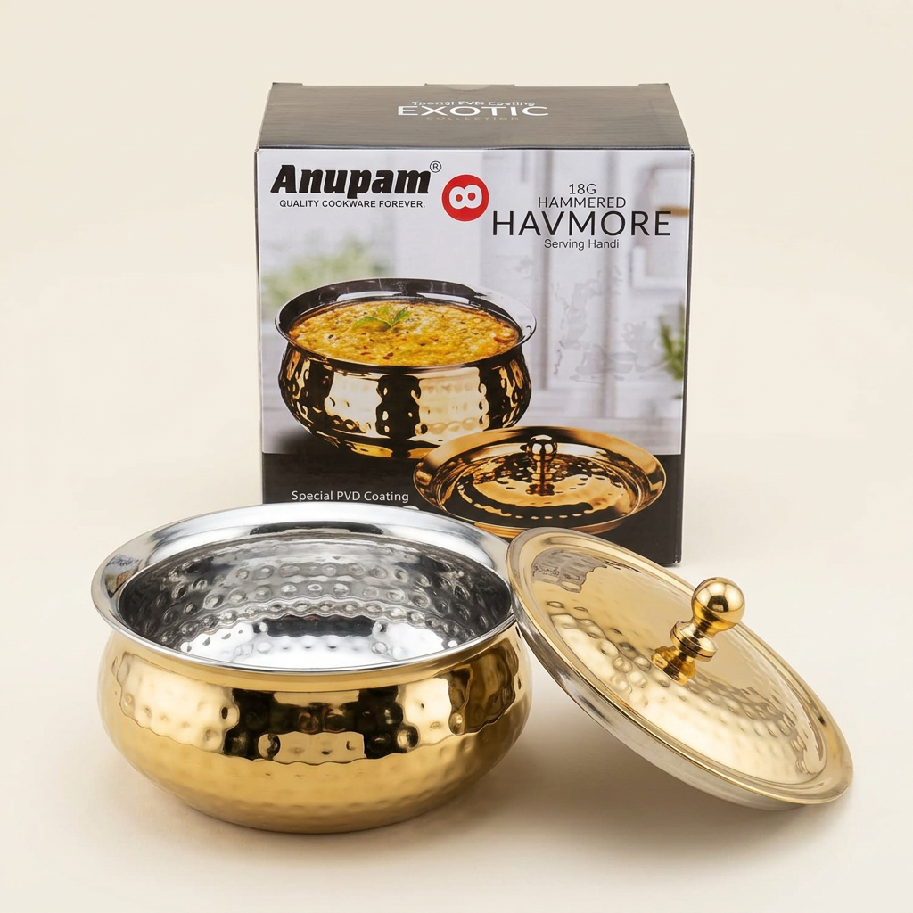 AI-generated illustration of Anupam Hamore handi and retail box