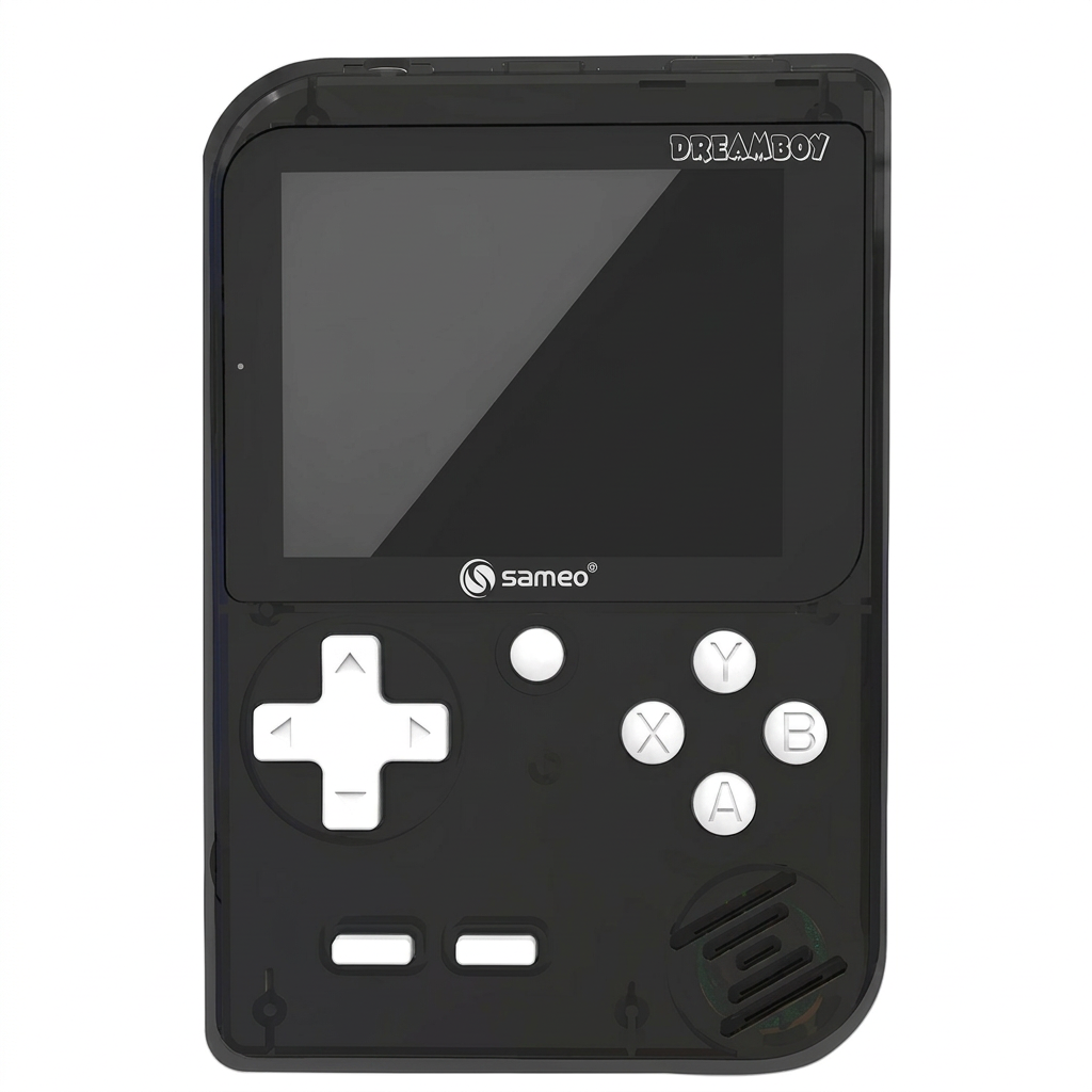 AI illustration: Sameo Dreamboy white-button console front studio view