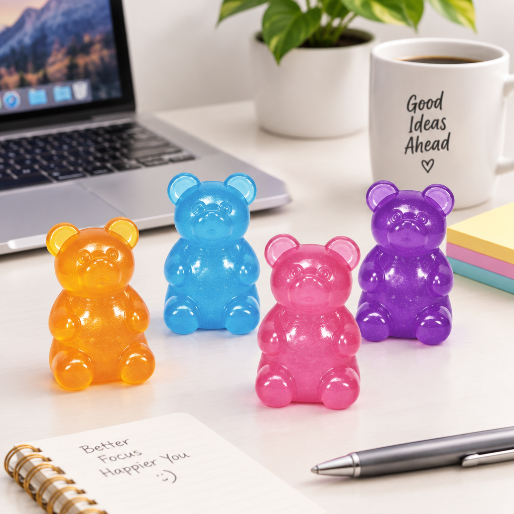 Gummy Bear squishy toy on office desk