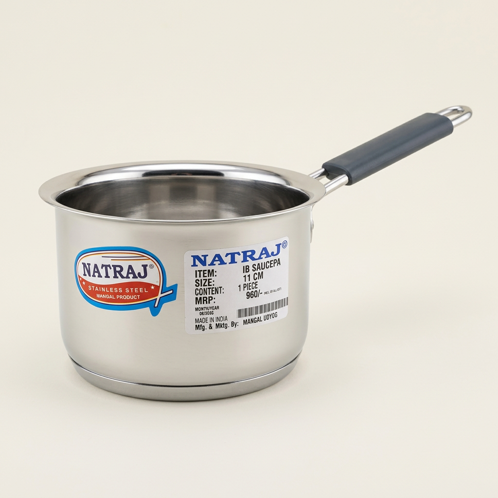AI-generated studio illustration of Natraj silver saucepan