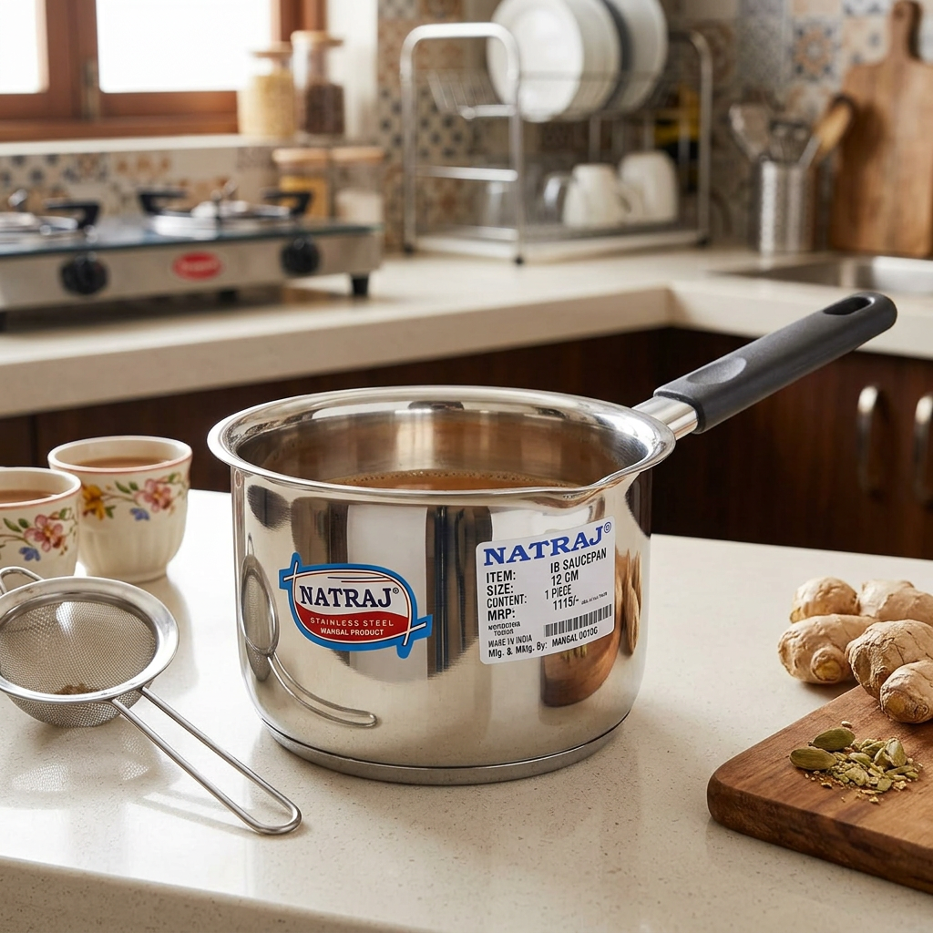 AI-generated everyday kitchen illustration of Natraj 12 cm saucepan