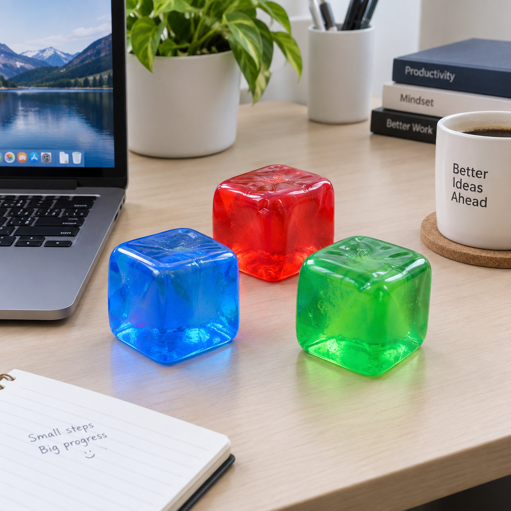 Avengers squishy toys on an office desk