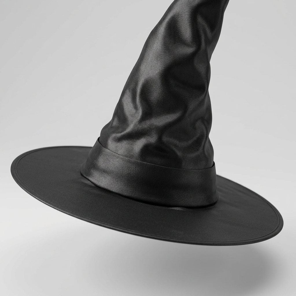 AI illustration: black witch hat fabric and brim detail