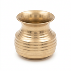 AI-generated studio view of horizontal-ridged gold-tone lota.