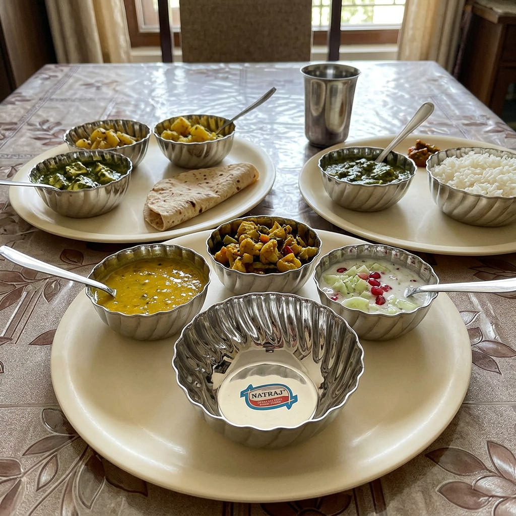AI illustration: Medium six-bowl set everyday dining, props excluded