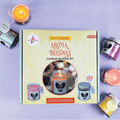 Kalakaram Aroma Beeswax Candle Making Kit box surrounded by colourful jar candles
