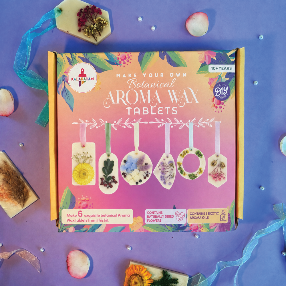 Kalakaram Botanical Aroma Wax Tablet Kit box with floral scented wax tablets