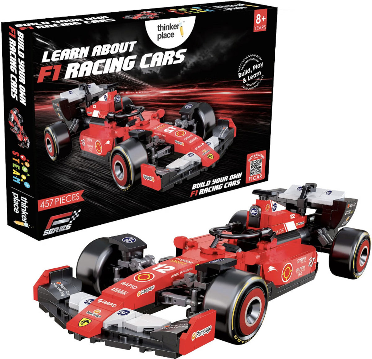 ThinkerPlace Lightning F1 Building Set – 457 pcs, Red – view 1