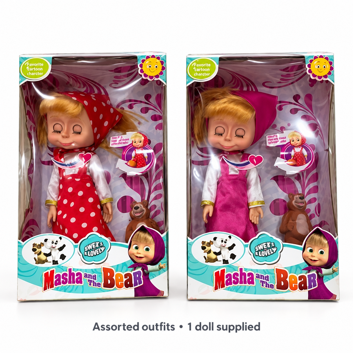 Masha Character Doll – Assorted Outfits, 1 Doll