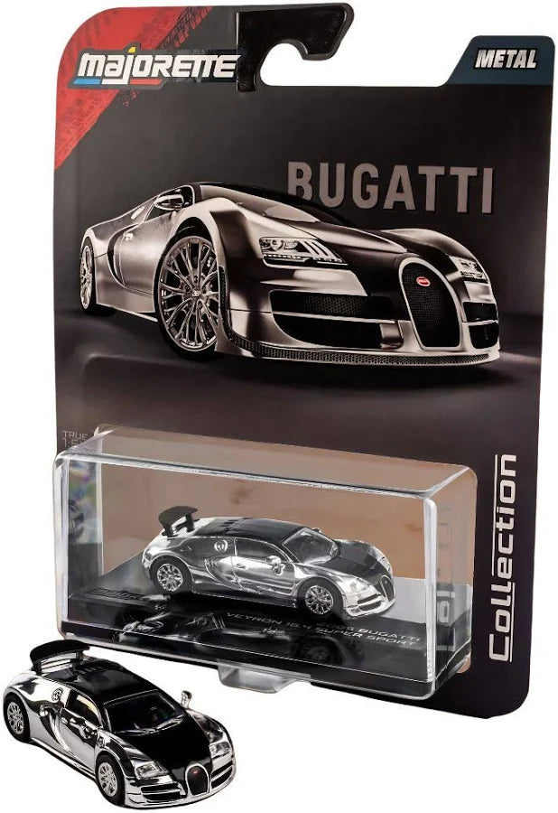 Majorette Bugatti Veyron - blister card packaging with collection display case