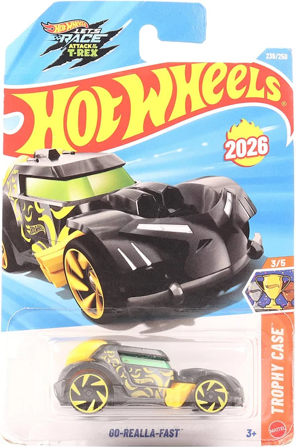 Hot Wheels Go-Realla-Fast 2026 Trophy Case 3/5 on card packaging